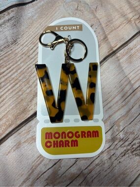 New Animal Print Monogram 'W' Bag Charm Keychain - Tortoiseshell Yellow